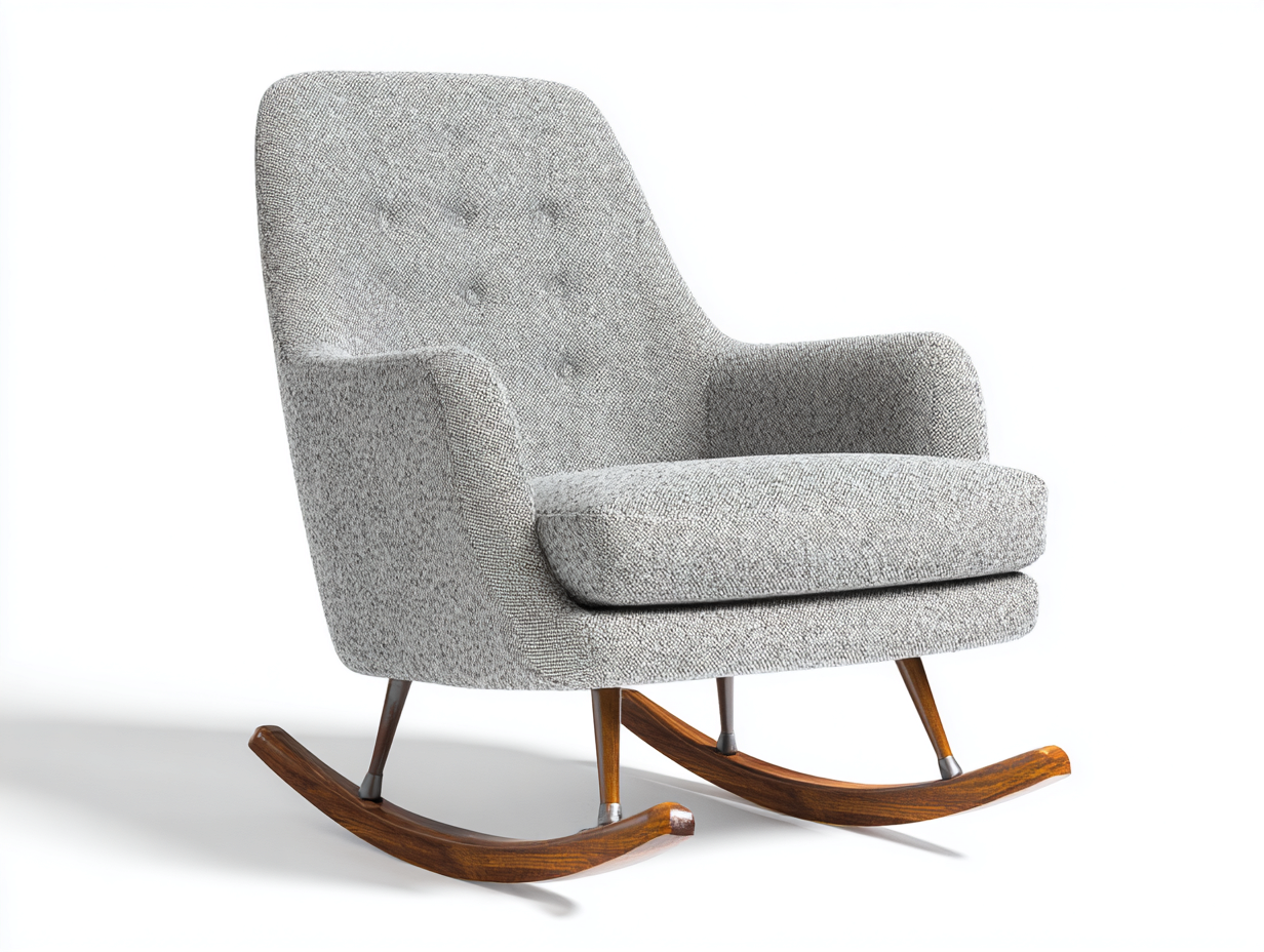 Mecedoras de tela bouclé 82x90x96 cm - gris claro-marrón - diseño moderno-Gatijahaus