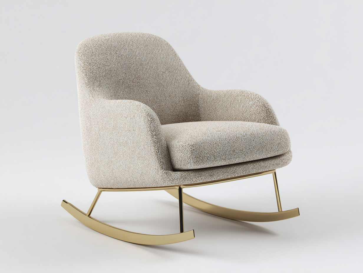 Mecedoras de tela beige y dorado 80x86x91 cm para salón - diseño moderno minimalista-Gatijahaus