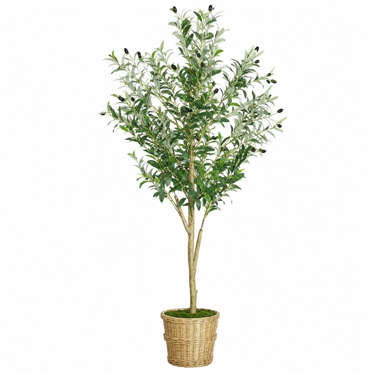 Árbol de Olivo Artificial Verde con Maceta de Mimbre 150cm-HOMAV ORA