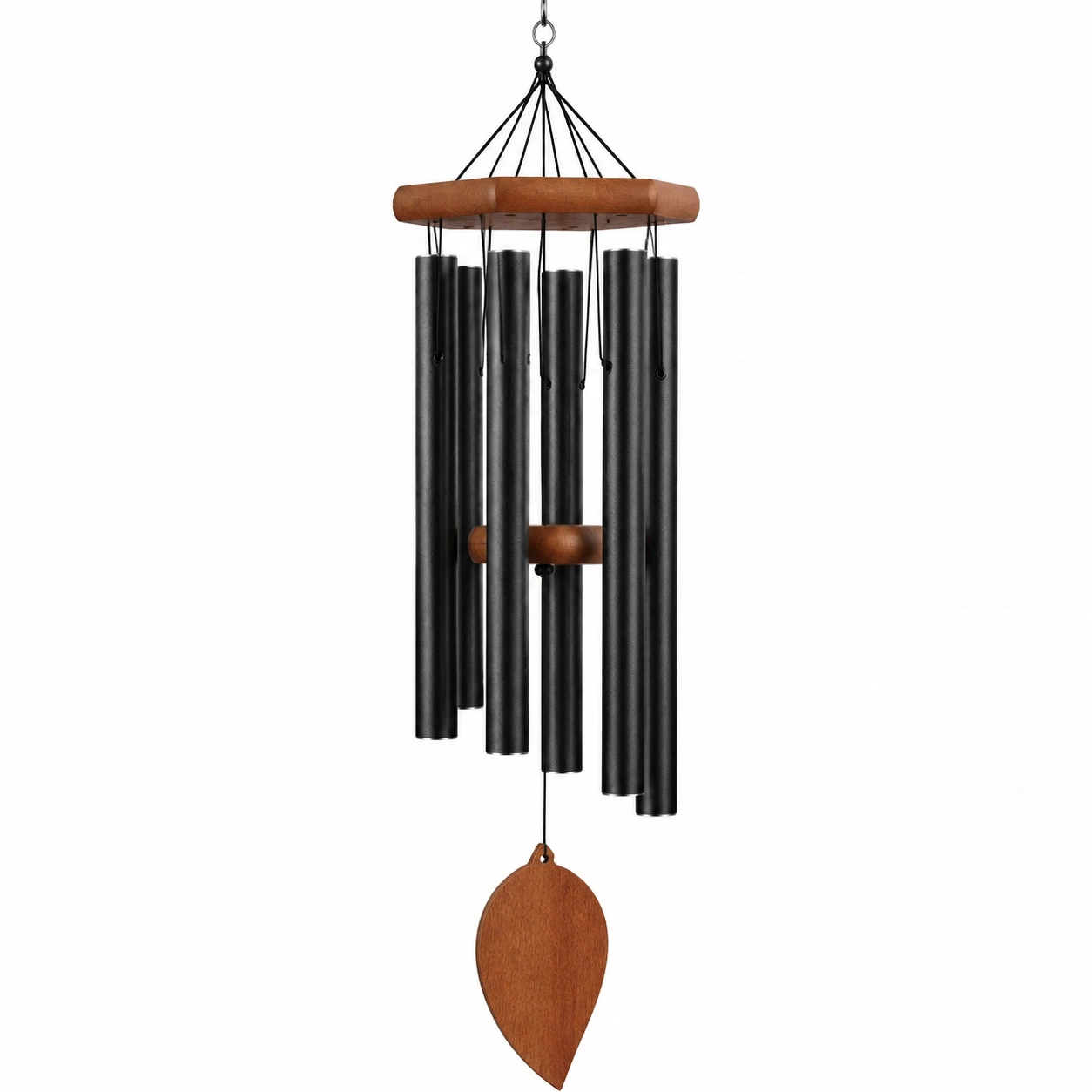 Campanilla de Viento Negra con Acabados de Madera para Exterior-HOMAV ORA