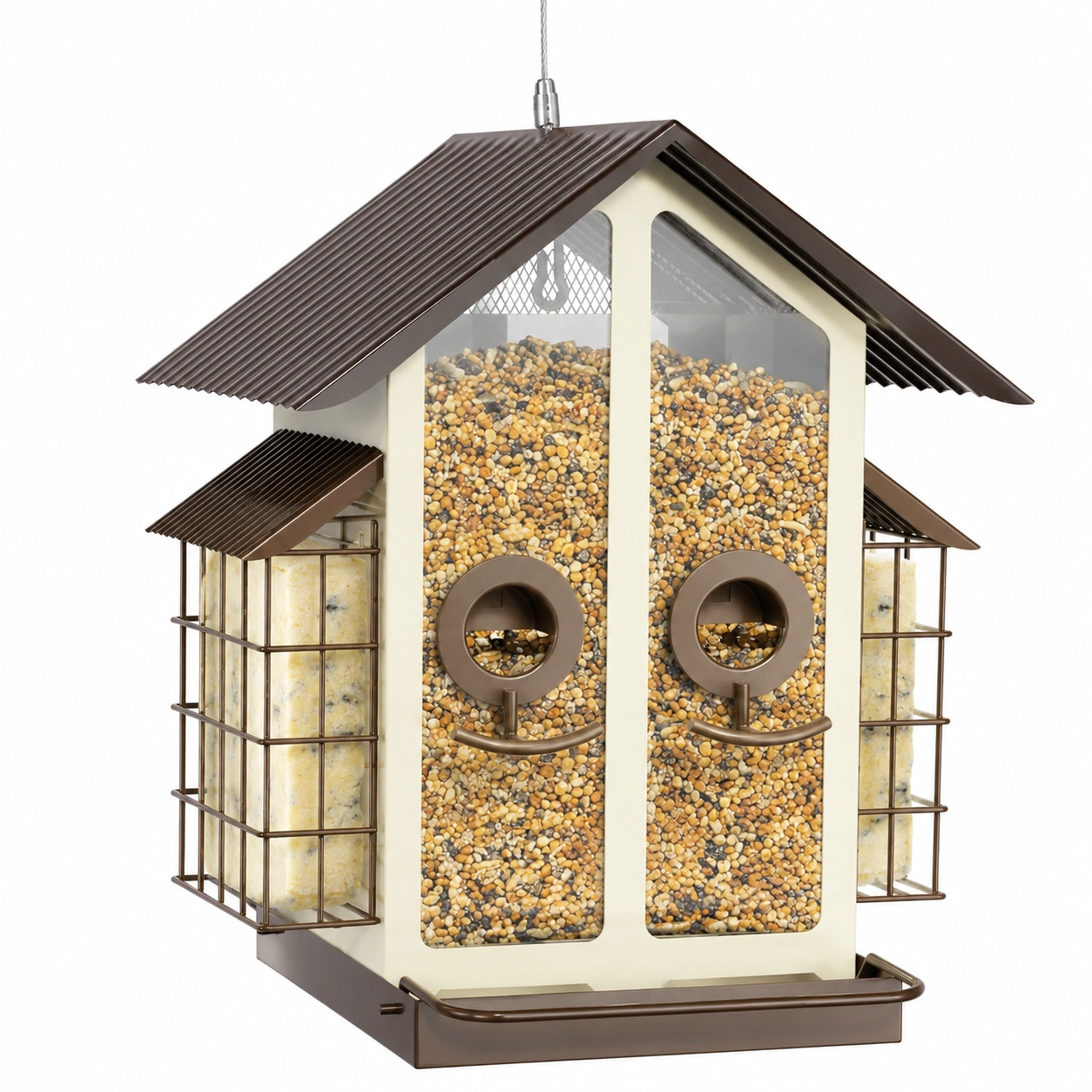 Comedero para Aves Marrón con Diseño de Casa para Exteriores-HOMAV ORA