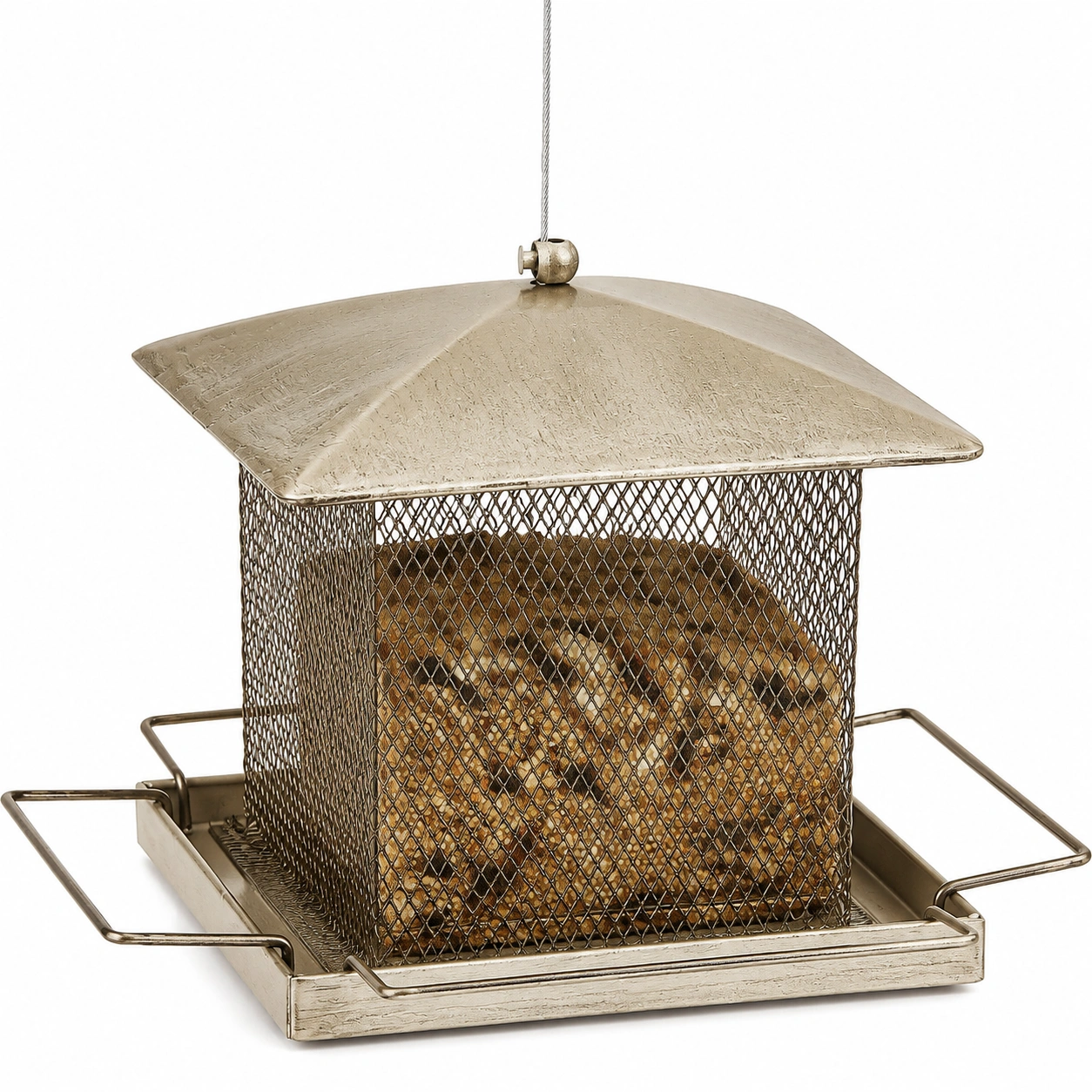 Comedero para Pájaros de Metal Plata para Exterior-HOMAV ORA