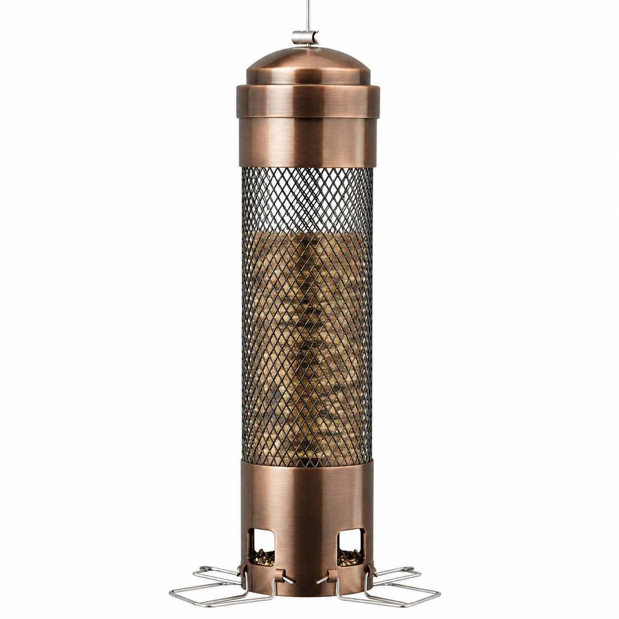 Comedero de Aves Colgante Metálico para Exterior en Color Bronce-HOMAV ORA