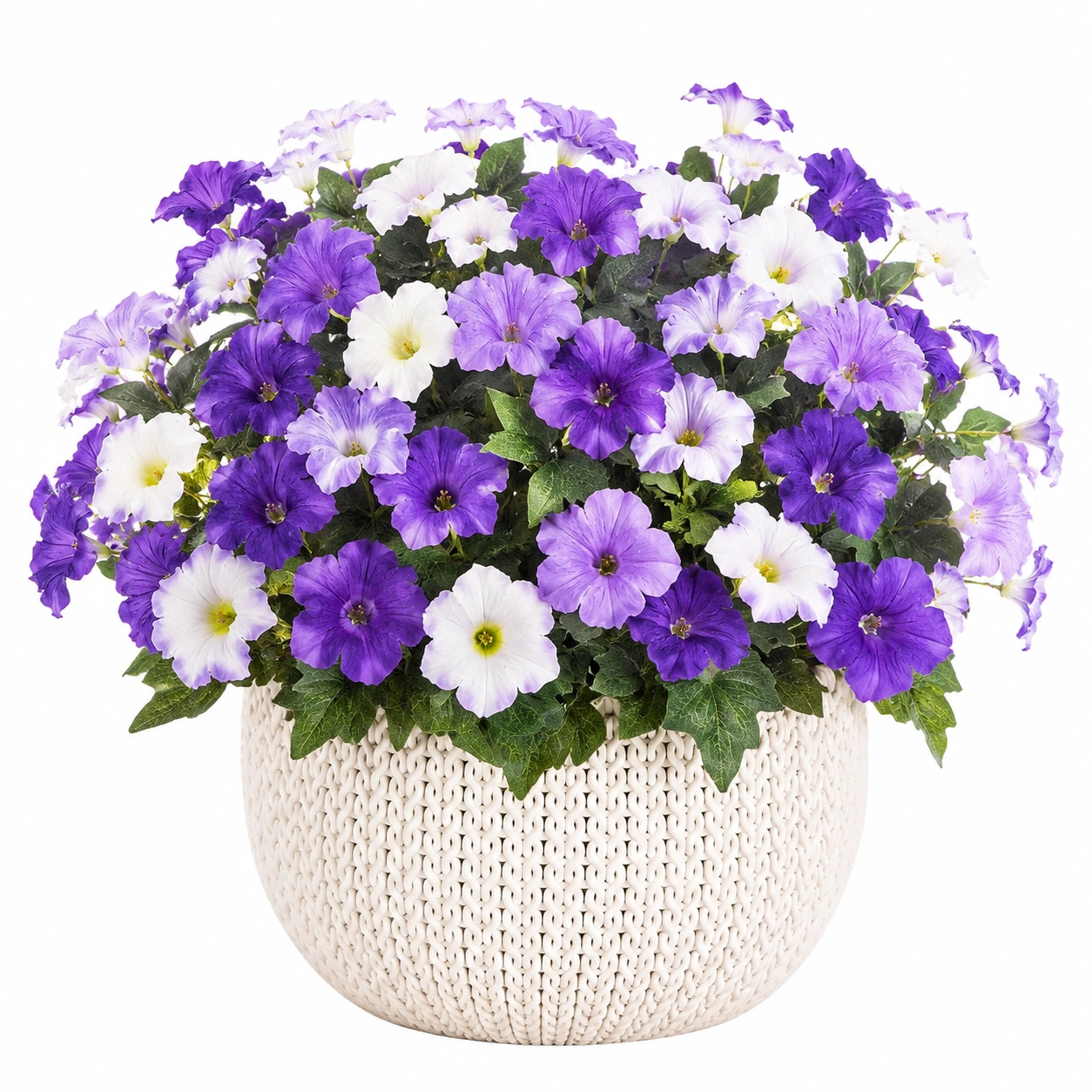 Maceta Decorativa con Flores Artificiales Violeta y Blanco-HOMAV ORA