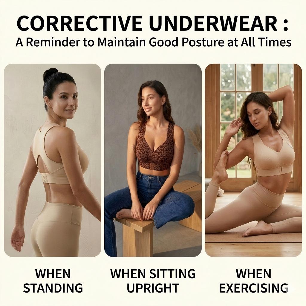 【Postural correction】Soft Breathable Wireless Sports Bra - Women's Full Coverage, Non-Removable Moulded Cups | Beige Yoga Gym Daily Fitness Activewear