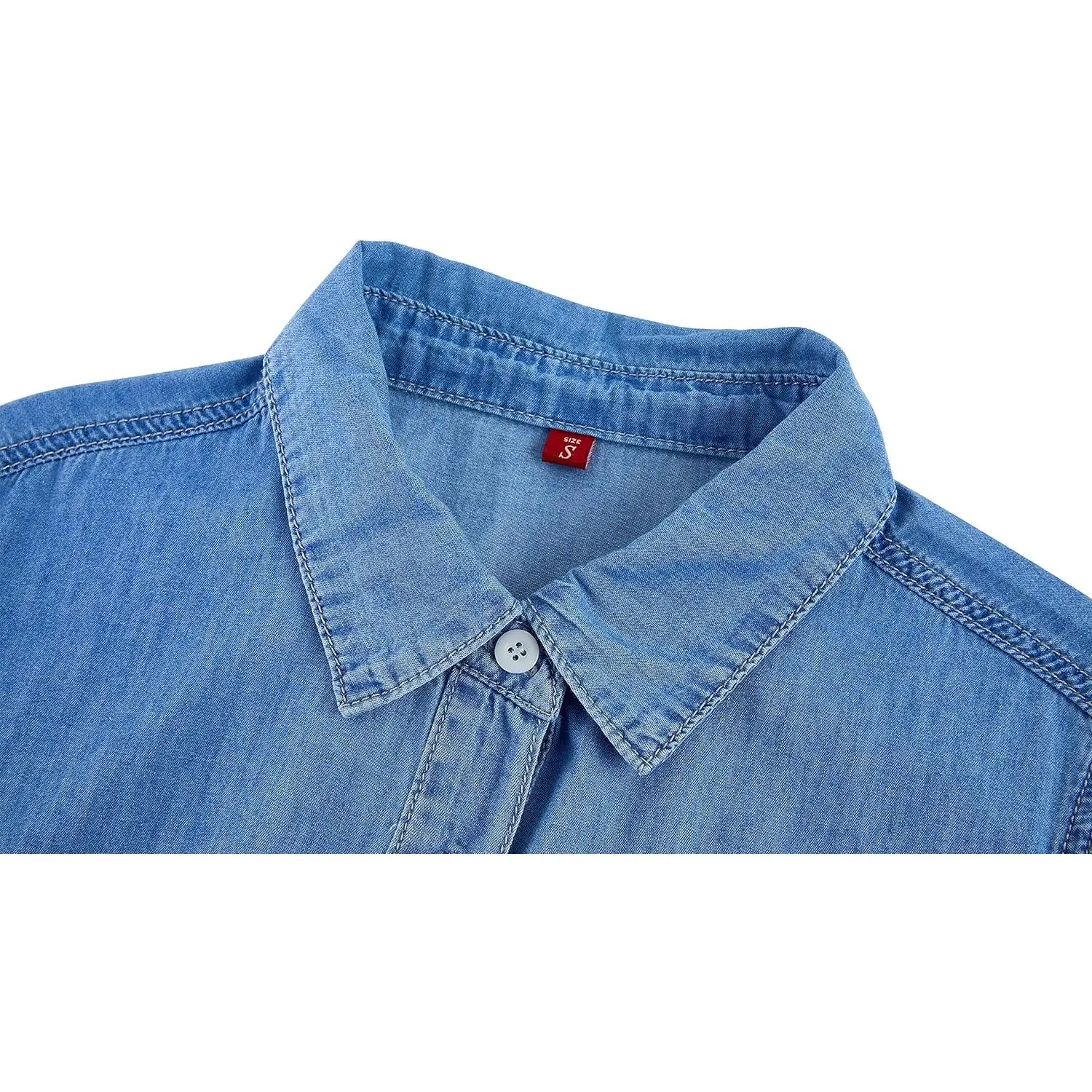 Imily Bela Women Denim Dress Summer Jean Shirt Dress Short Sleeve Button Down Tie Waist Casual Short Dress