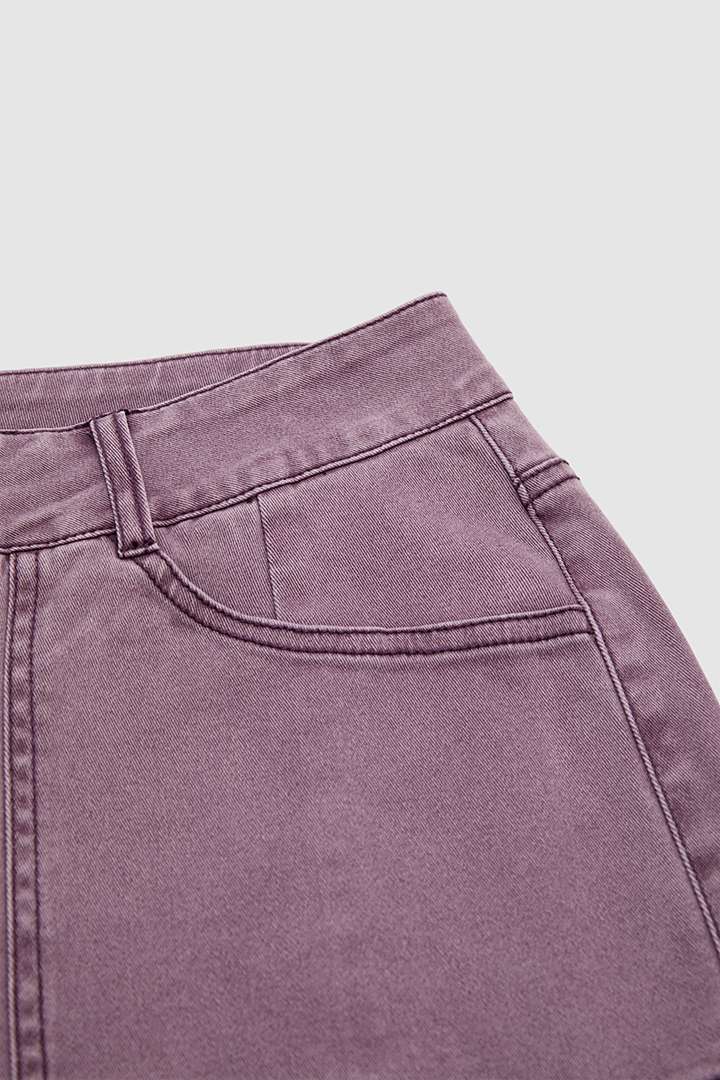 Flap Pocket Stitch Detail Mid Waist Straight Leg Capri Pants gallery 8