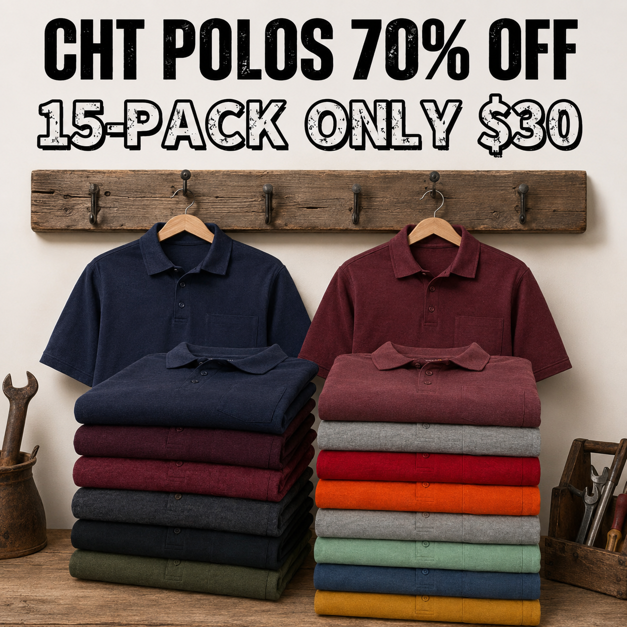 CHT Men's Workwear Loose Fit Heavyweight POLOS (Also Available in Big & Tall)