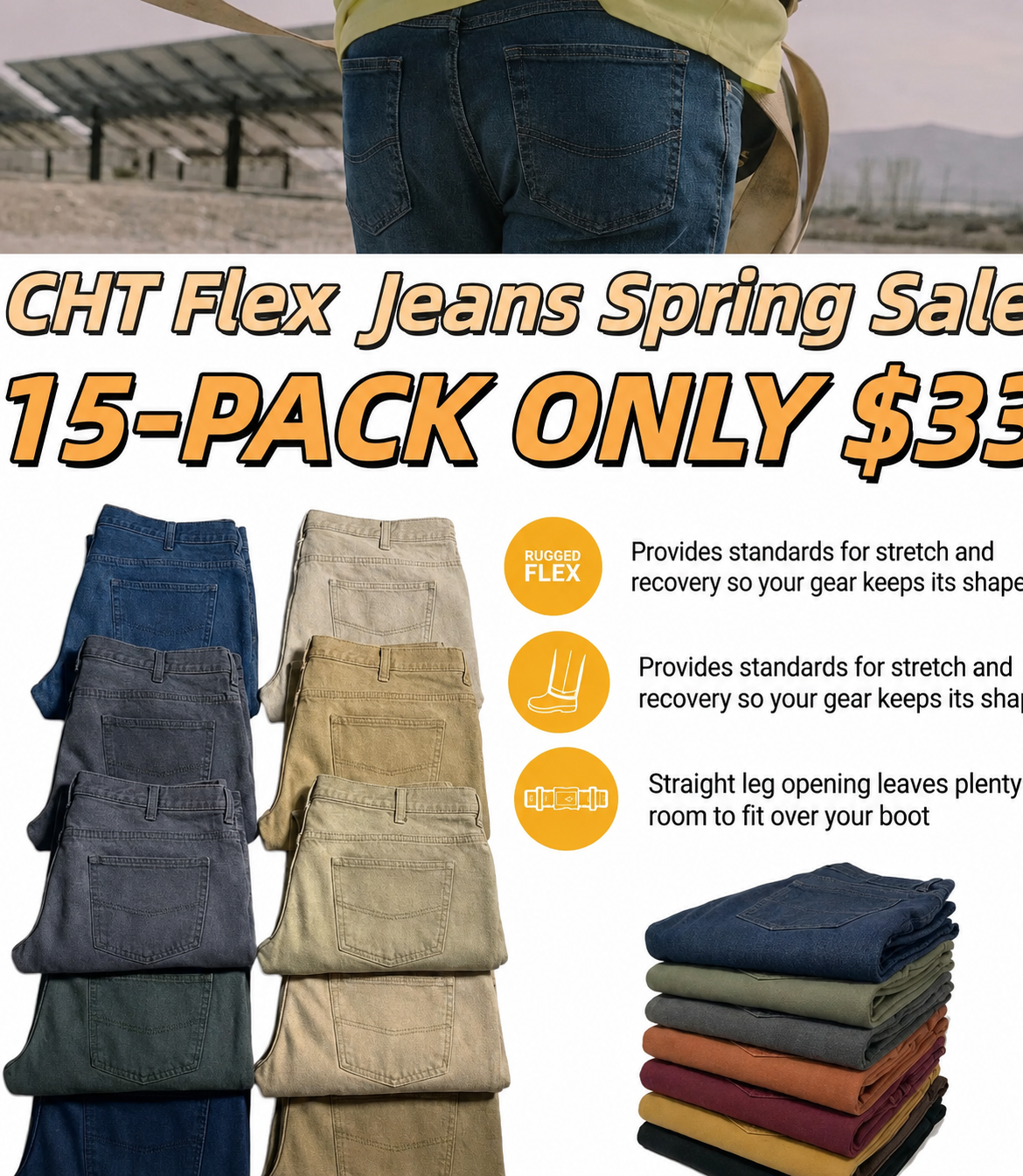 Promotion CHT Men's Flex Jeans with 7 Pockets