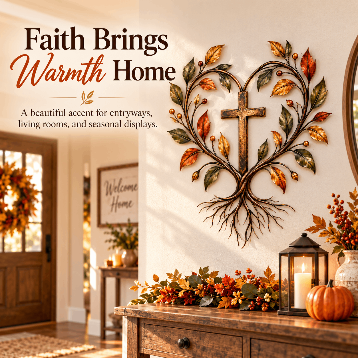 ✝️🌳Faith & Roots Tree of Life Cross Wall Decor，50% Off Christmas Special