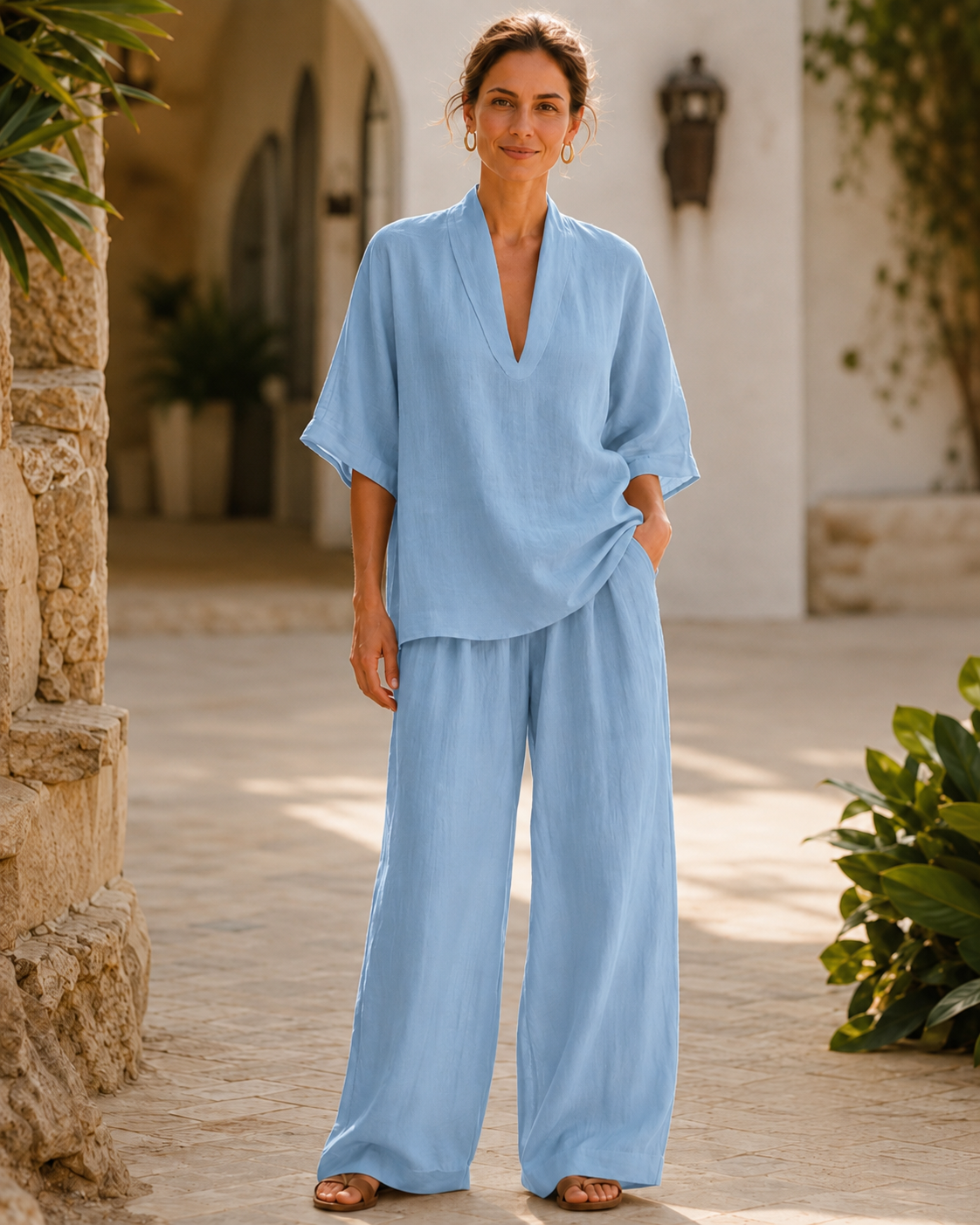 Women's Cotton Linen Two-Piece Set