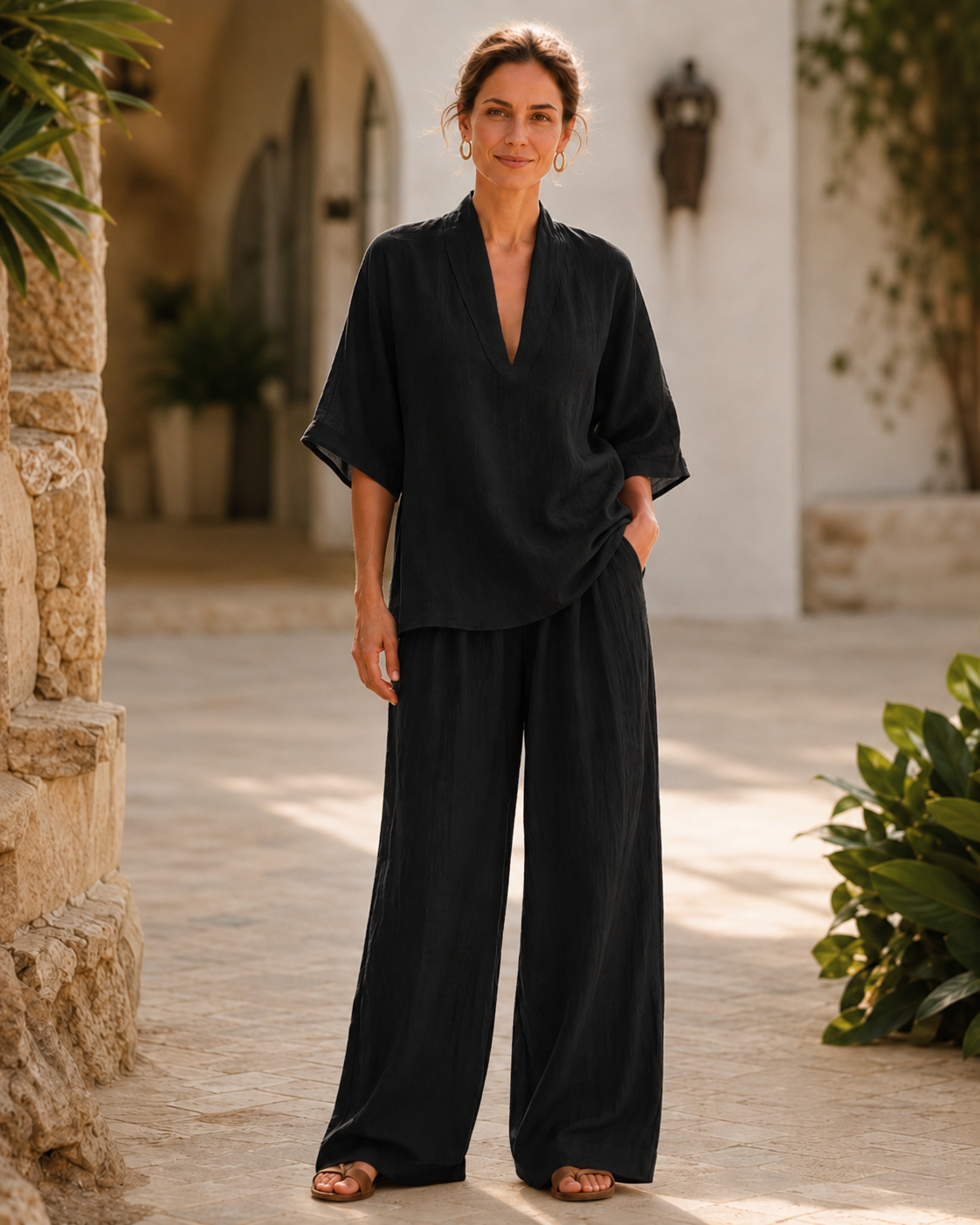 Women's Cotton Linen Two-Piece Set