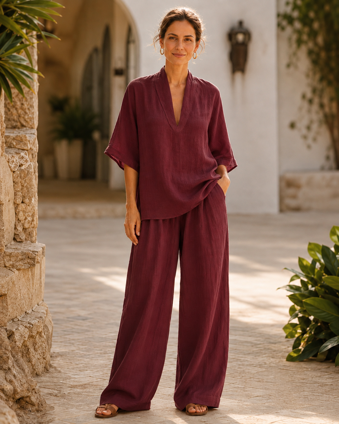 Women's Cotton Linen Two-Piece Set