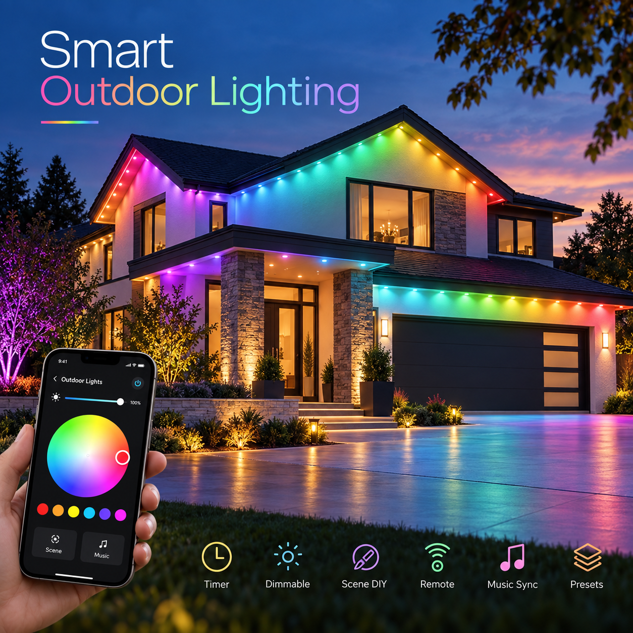 🎅Early Christmas 50% OFF - Smart Rainbow LED Permanent Outdoor Light - Smartlight 🎁