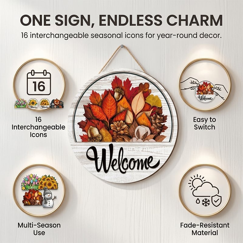 16 Pcs Interchangeable Welcome Sign for Front Door