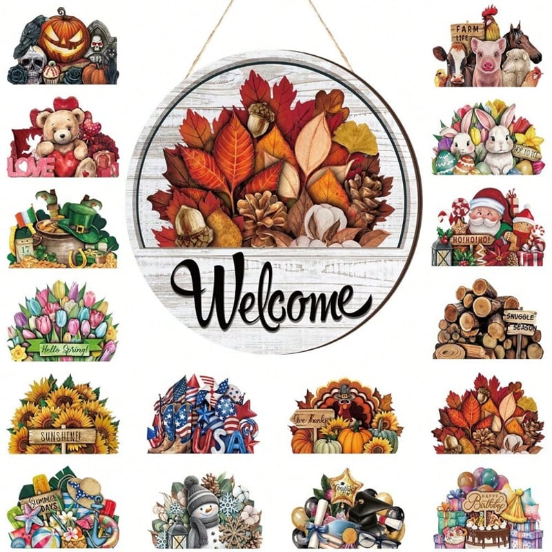 16 Pcs Interchangeable Welcome Sign for Front Door