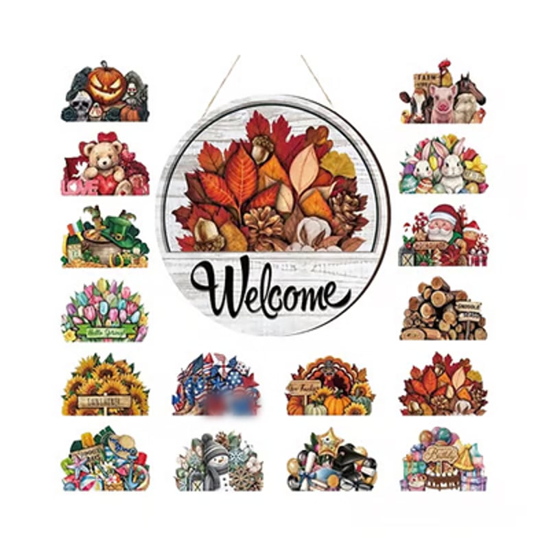 16 Pcs Interchangeable Welcome Sign for Front Door