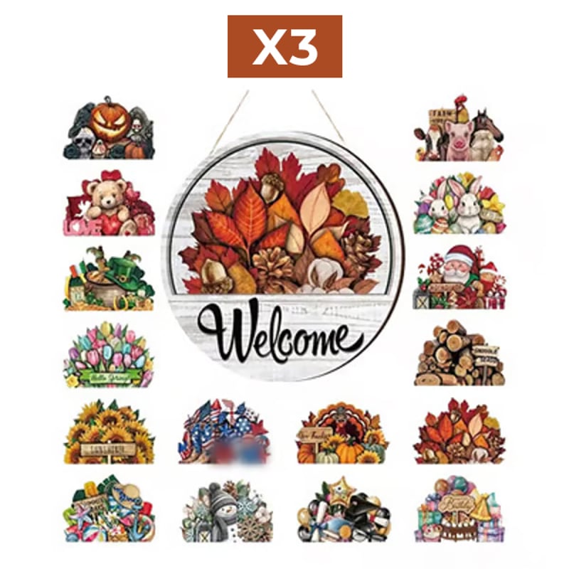 16 Pcs Interchangeable Welcome Sign for Front Door