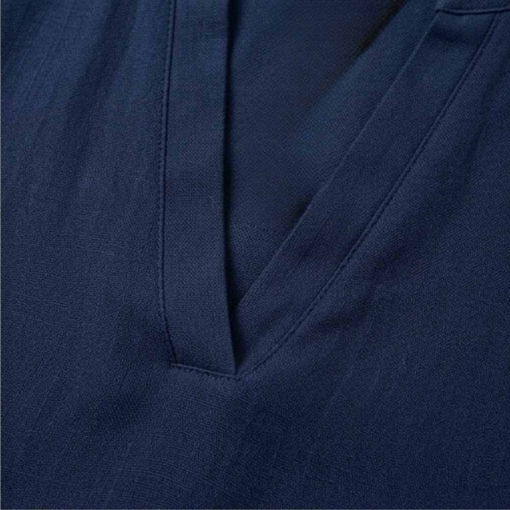Women's Breezy V Neck Blouse with Curved Hem