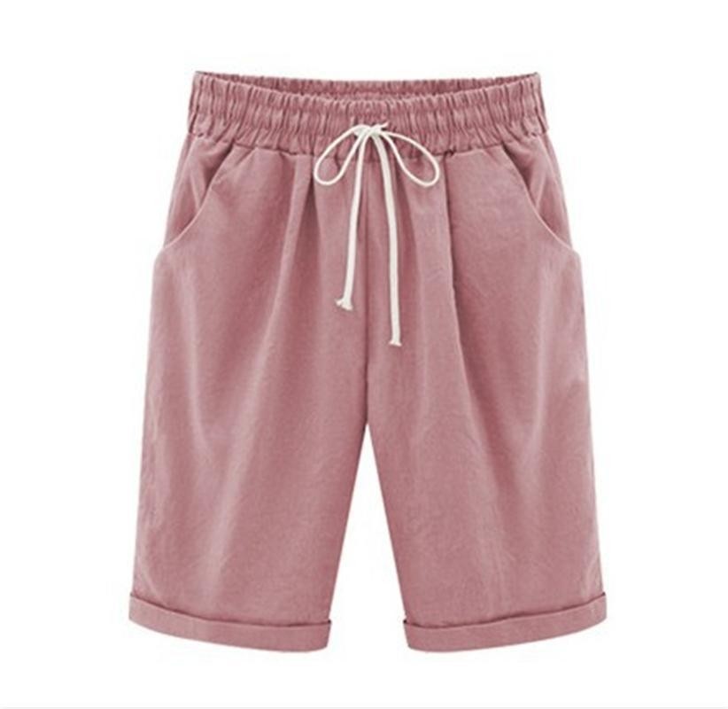 Khaki Solid Summer Loose Pocket Shorts