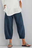 Women's Solid Color with Pockets Casual Loose Pants - Navy Blue