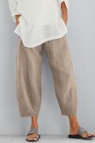 Women's Solid Color with Pockets Casual Loose Pants - Khaki