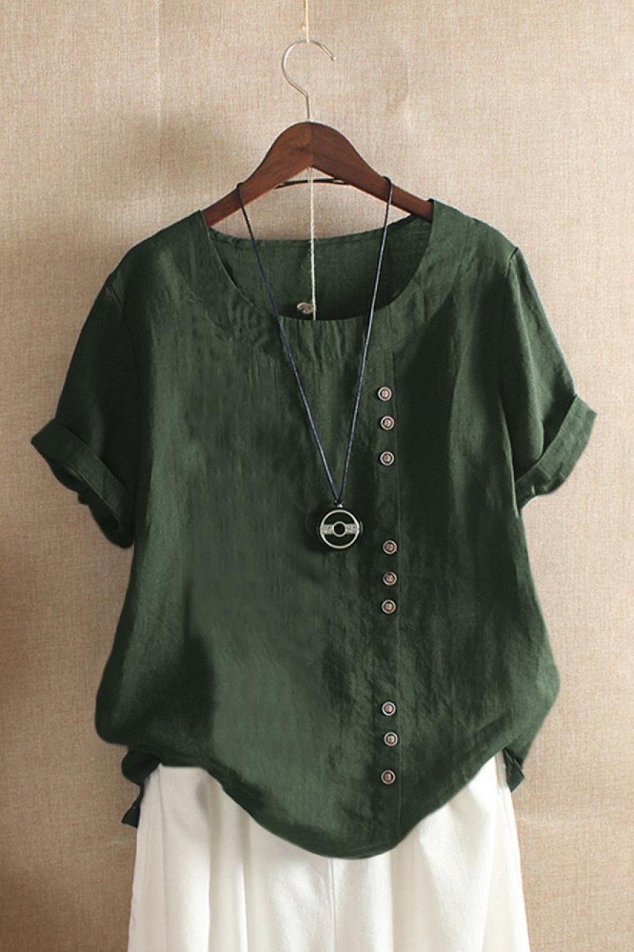 Women's Button-Detail Short-Sleeve Blouse