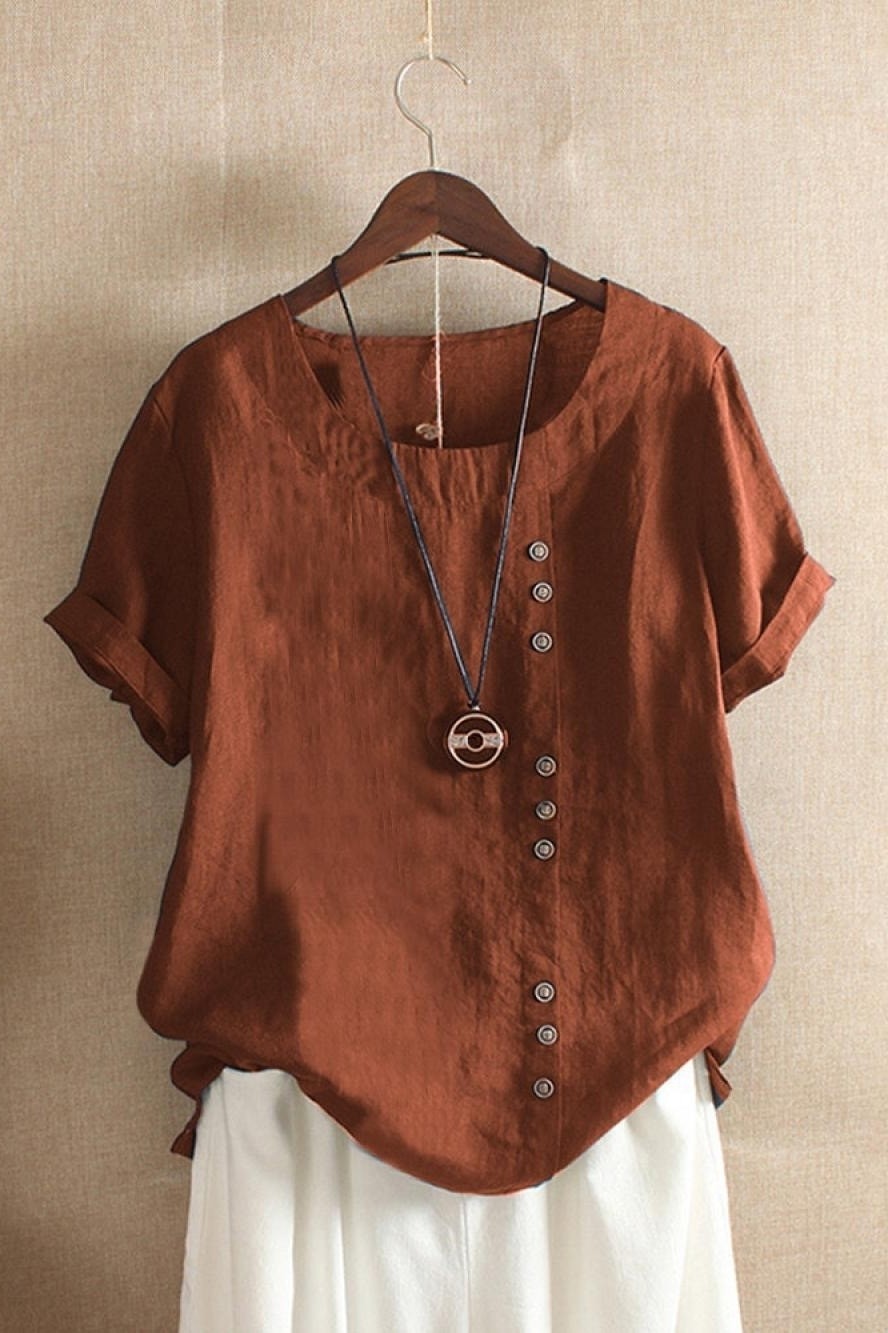 Women's Button-Detail Short-Sleeve Blouse