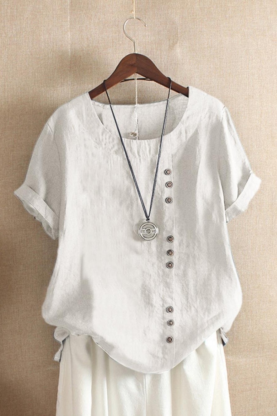 Women's Button-Detail Short-Sleeve Blouse