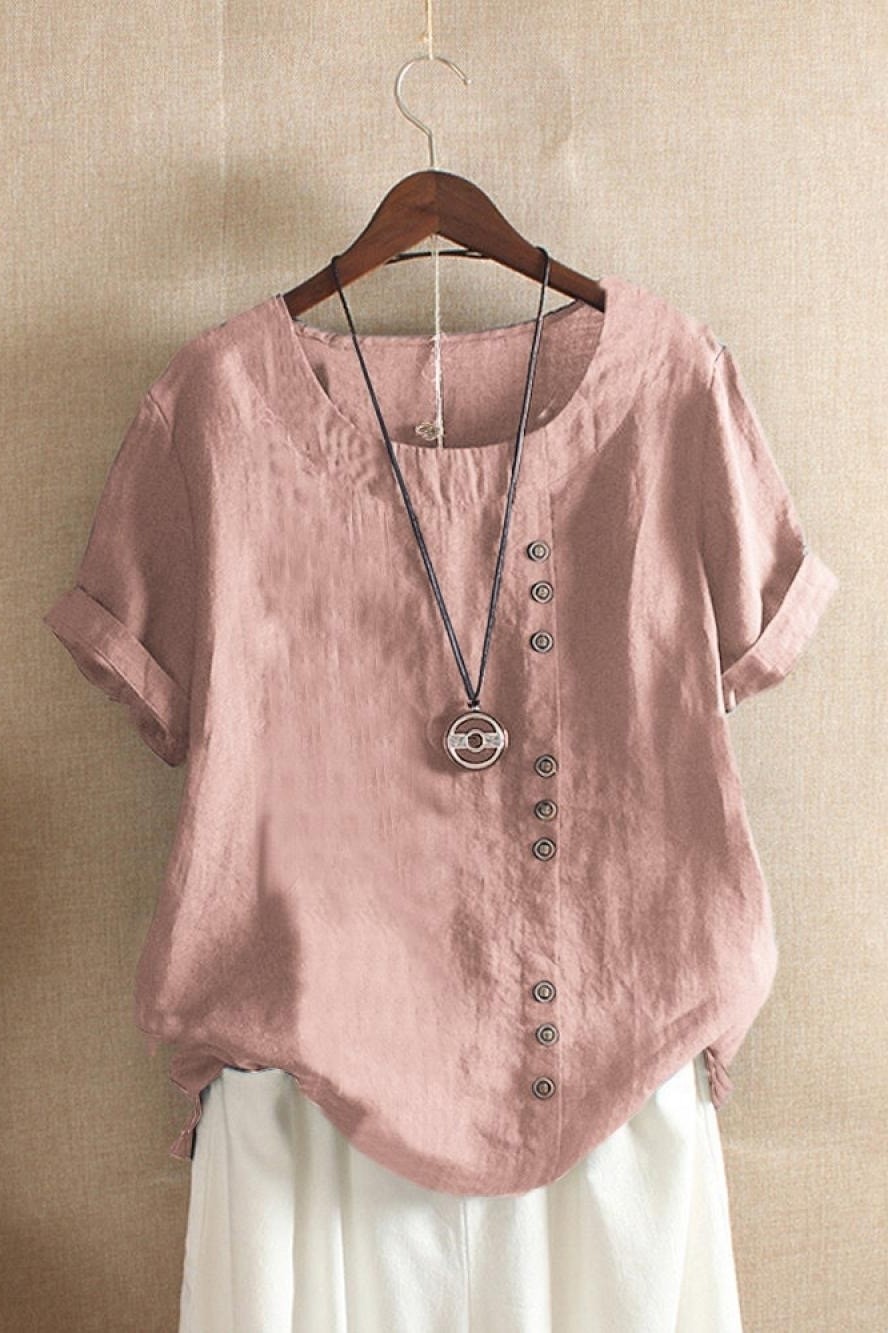 Women's Button-Detail Short-Sleeve Blouse