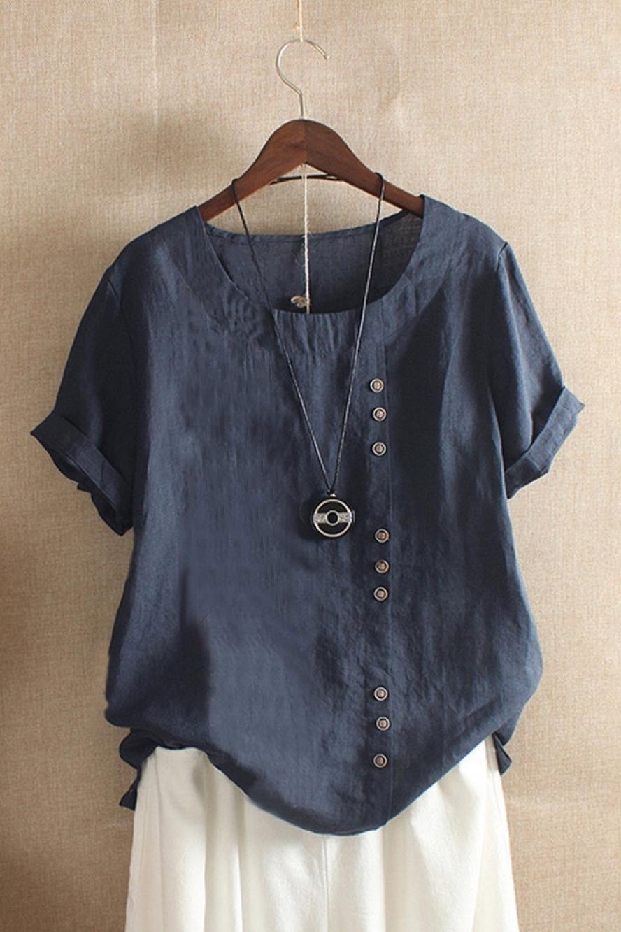 Women's Button-Detail Short-Sleeve Blouse