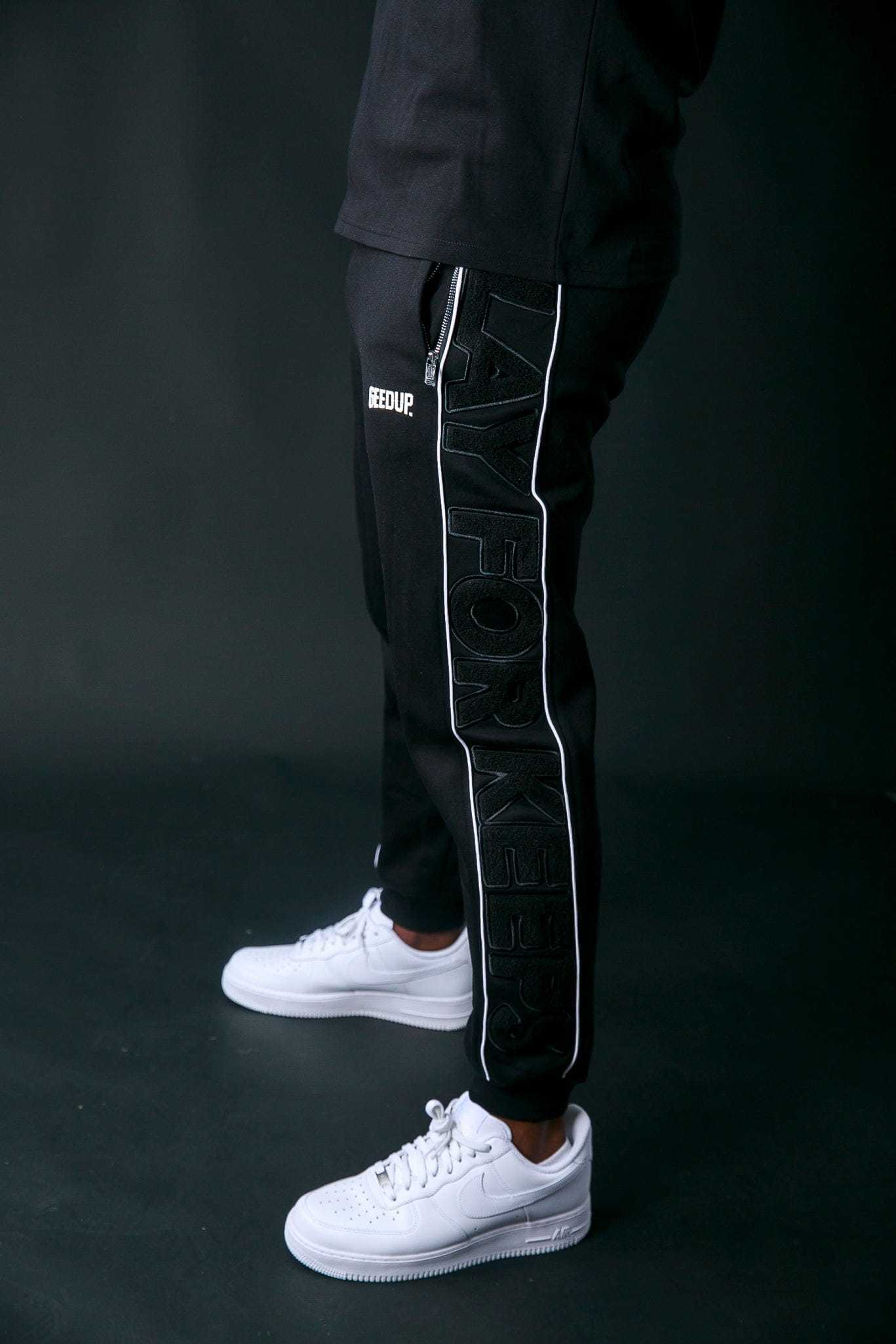Geedup Play For Keeps Black/White Trackpants