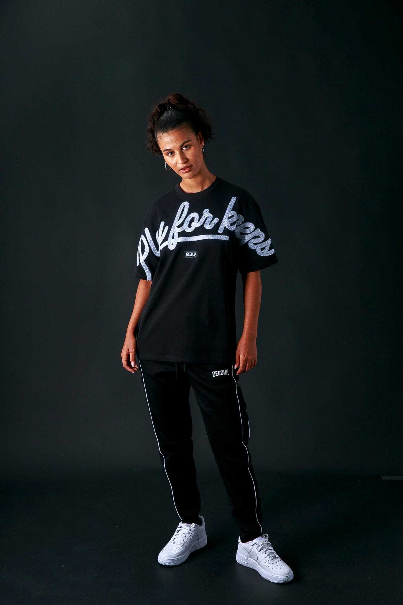 Geedup Play For Keeps Black/White Trackpants