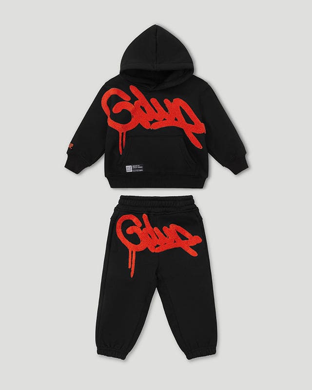 Geedup Handstyle Kids Tracksuit Orange Black/Burnt