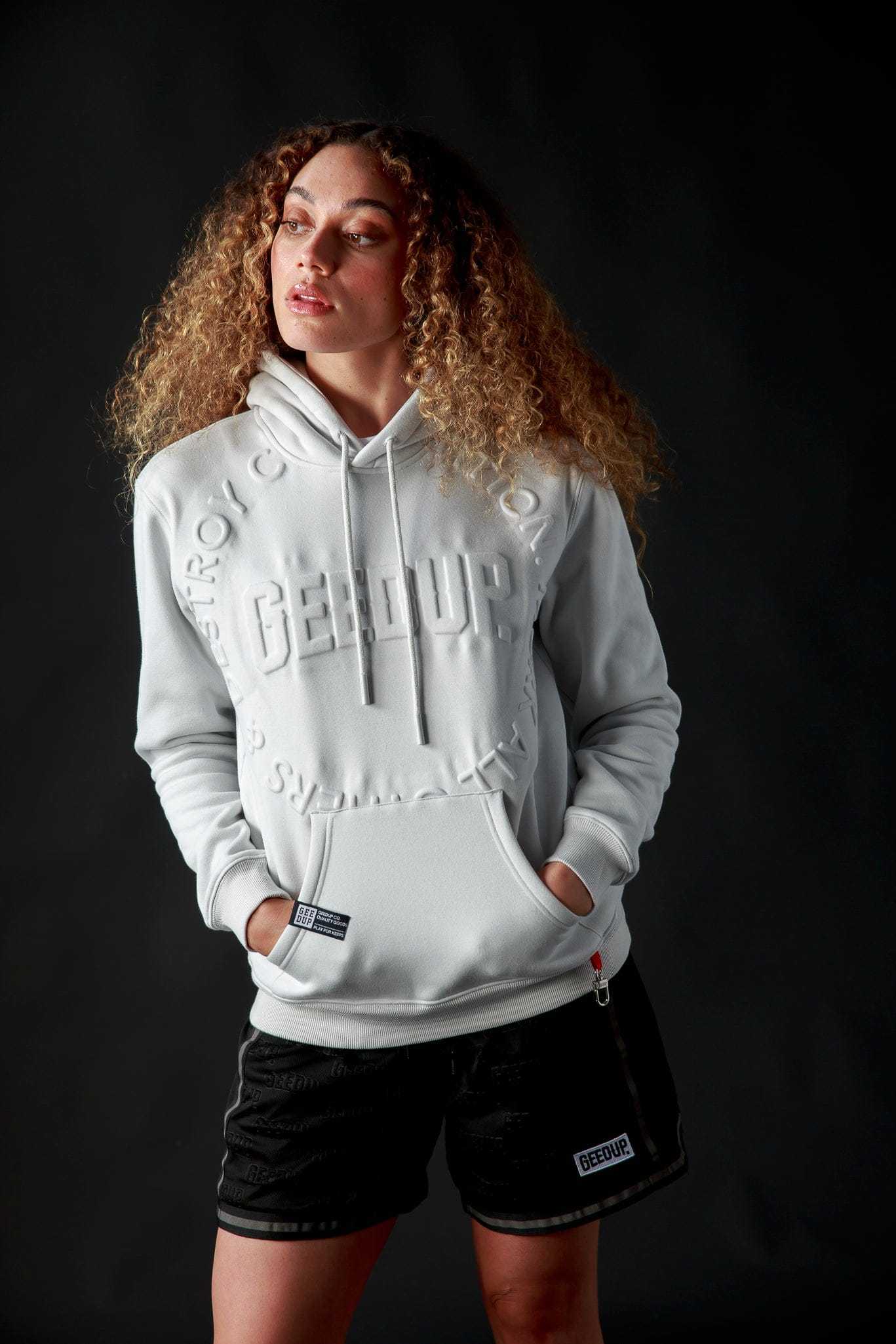 Geedup Hoodie O/S Emblem Emboss Ice Grey
