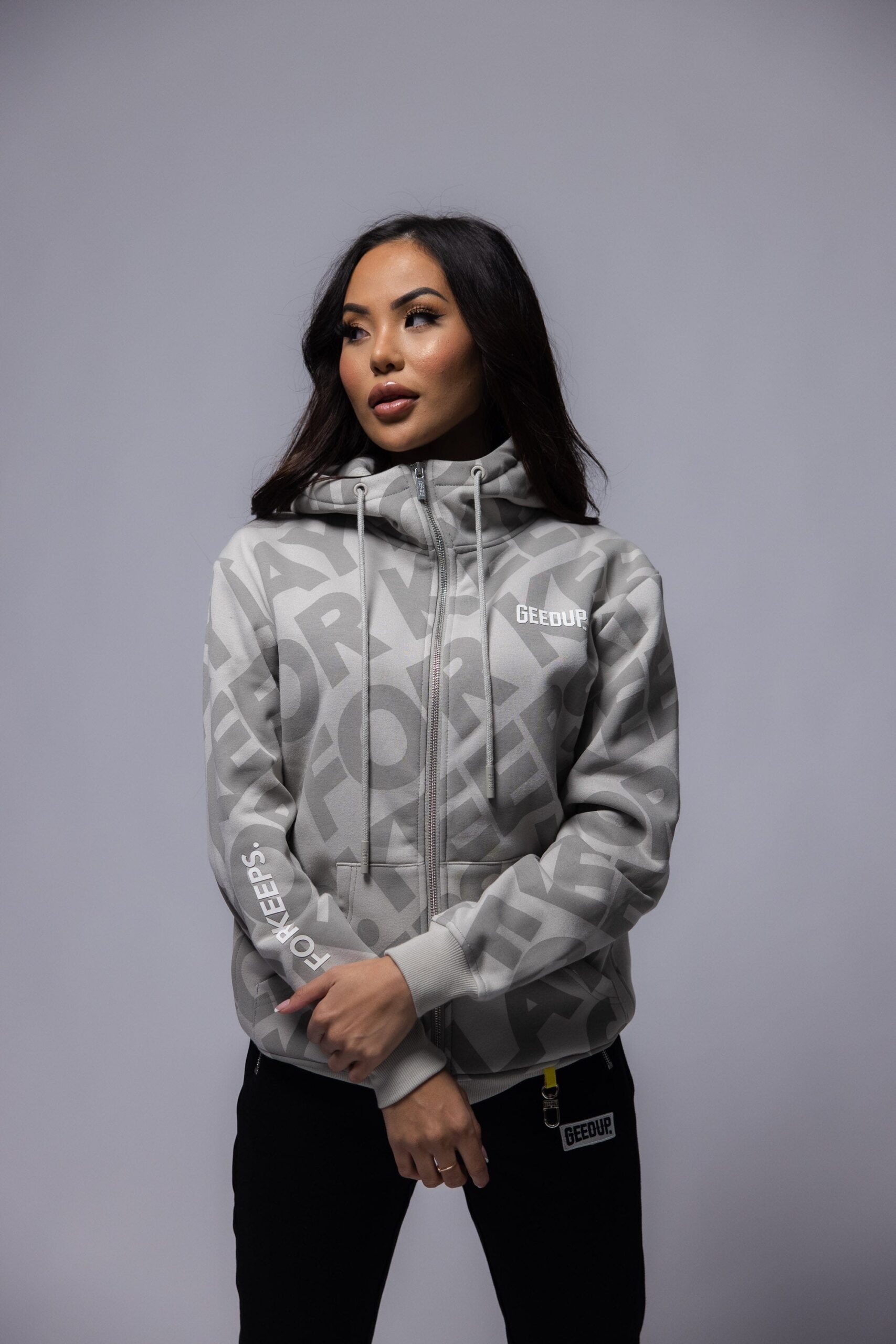 Geedup Hoodie PFK Monogram Zip Concrete Jacket