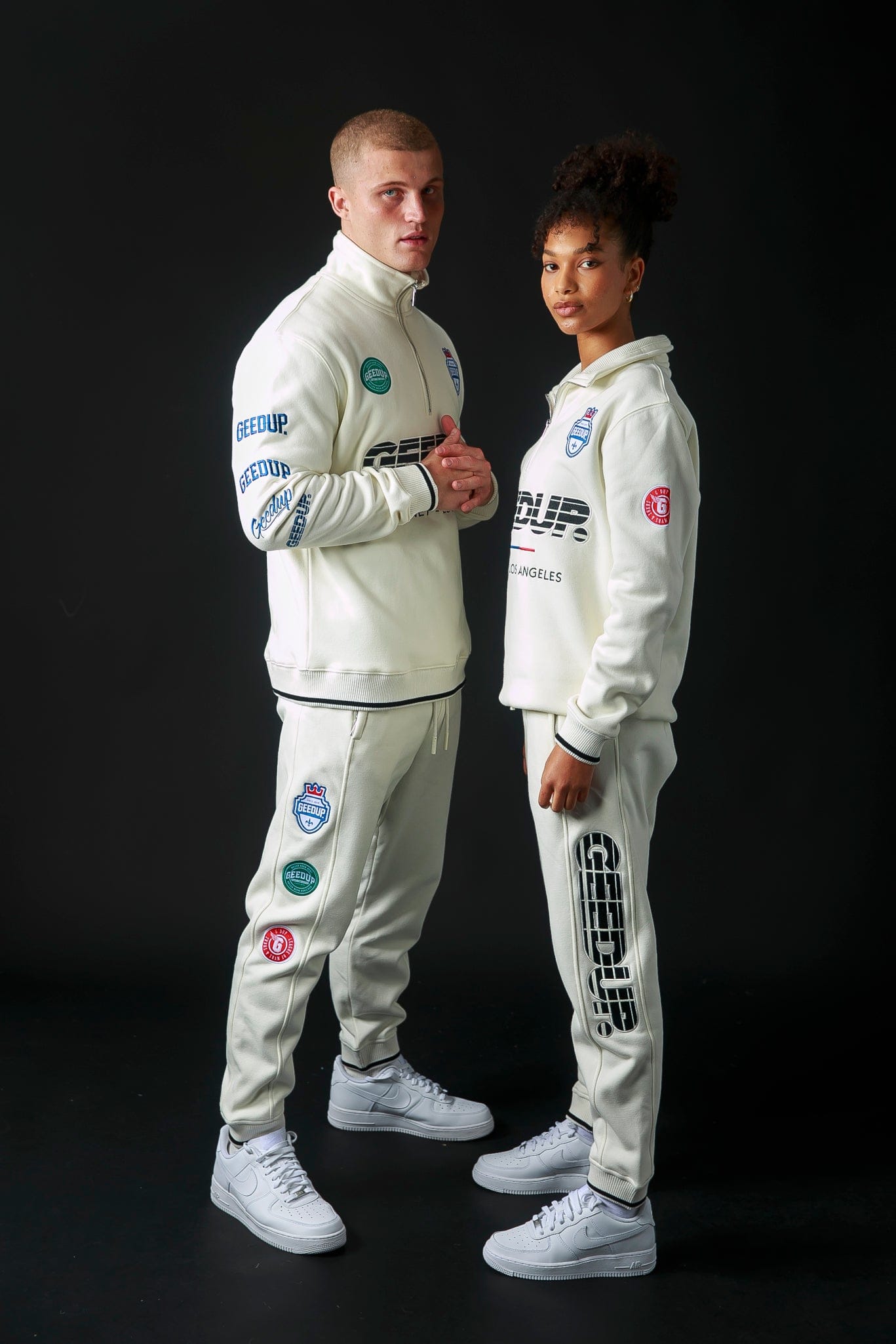 Geedup Sportsman Badges Light Cream Trackpants