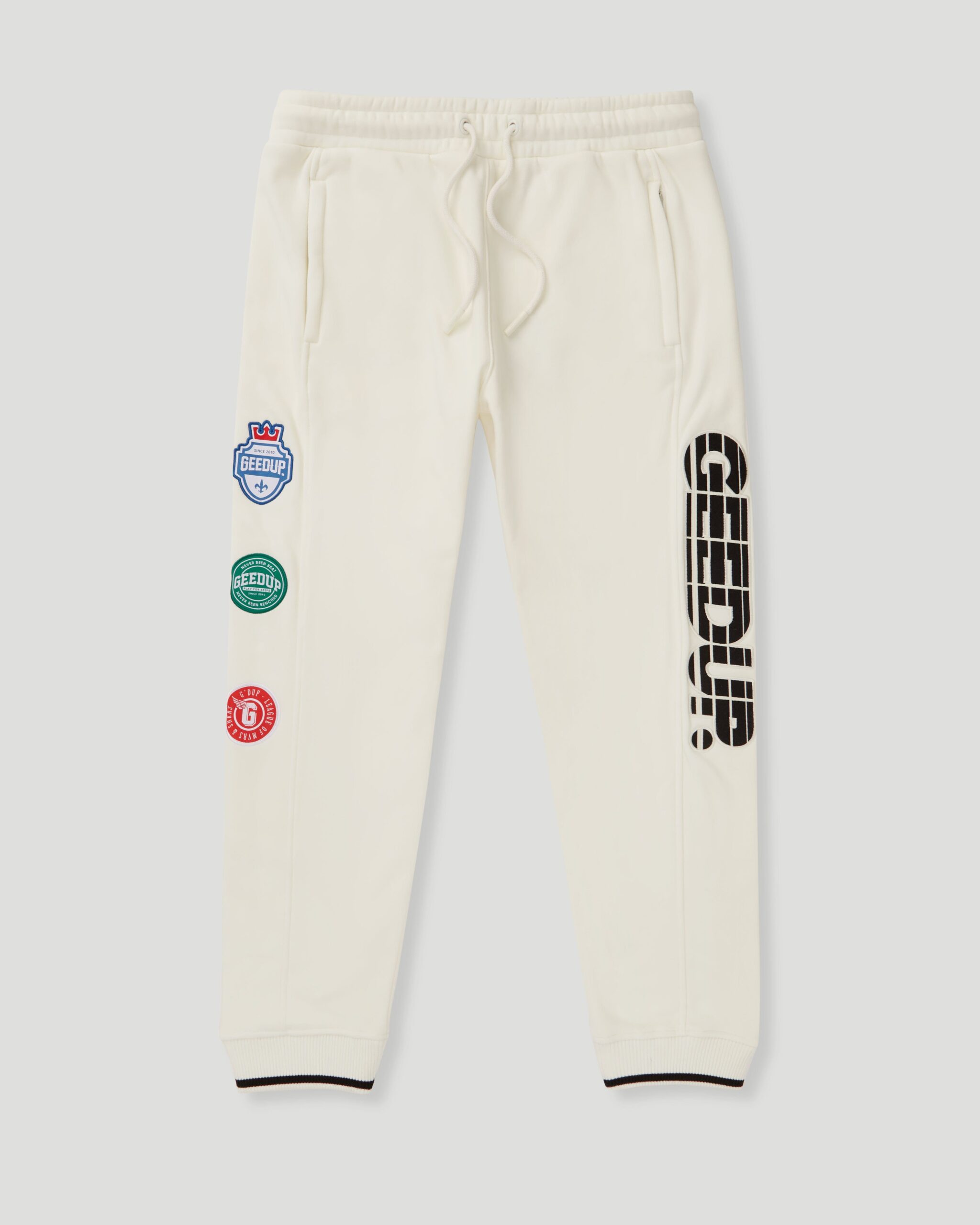 Geedup Sportsman Badges Light Cream Trackpants