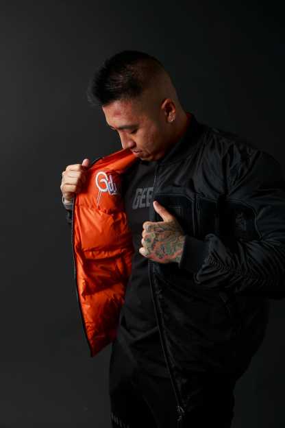 Geedup Team Logo/Handstyle Reversible Black/Orange Bomber