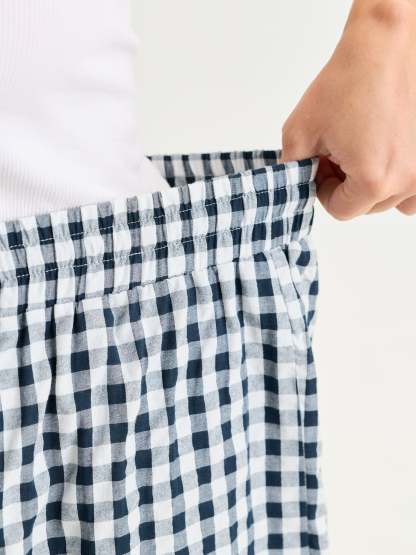 Cotton Checkered Print Wide Leg Pants (Buy 2 Free Shipping)