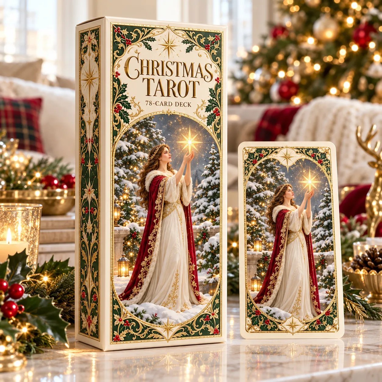 Last Day 49% OFF🎉-🔮 Tarot Deck | 78 Festive Cards & A Guided 12-Day Holiday Ritual