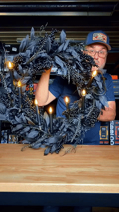Black Rose Wreath with Candles