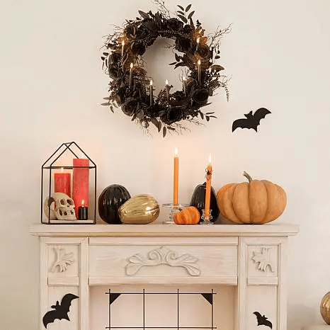 Black Rose Wreath with Candles