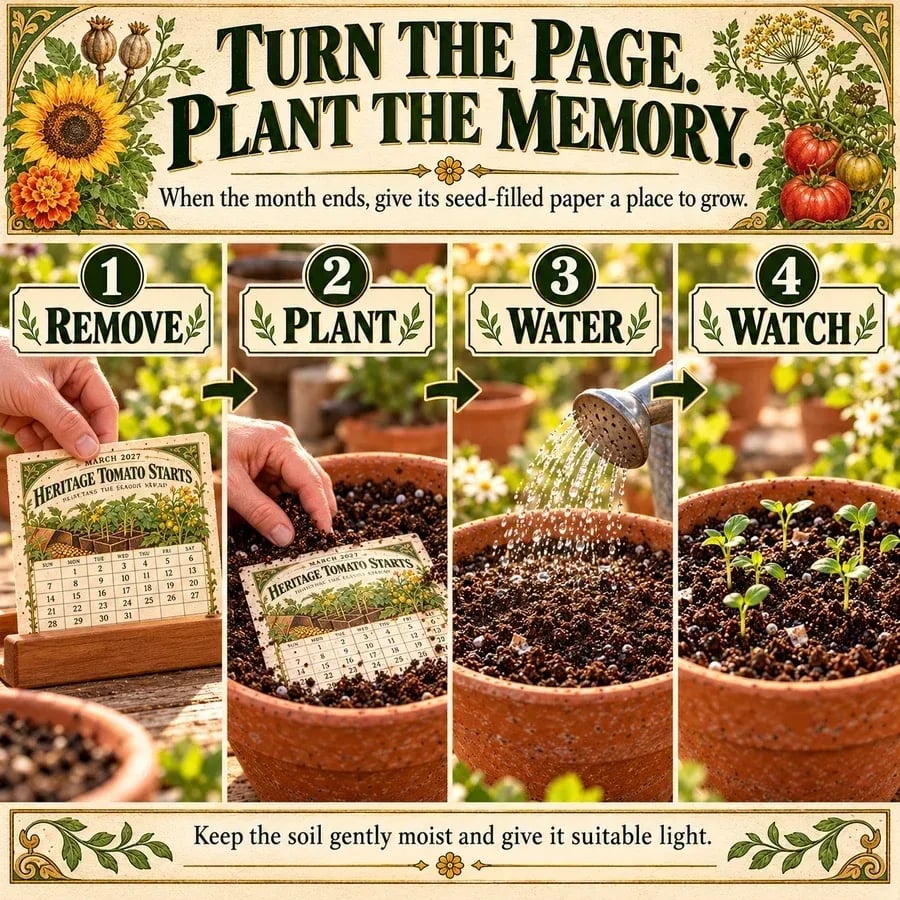 Calendar page being planted after its month has ended