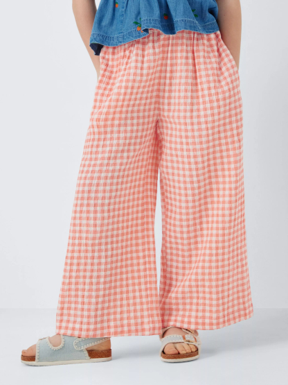 Cotton Checkered Print Wide Leg Pants (Buy 2 Free Shipping)