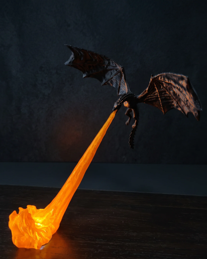 🐉 Fire-Breathing Dragon Figurine Lamp | Gothic Dark Fantasy Desk Decor 🔥