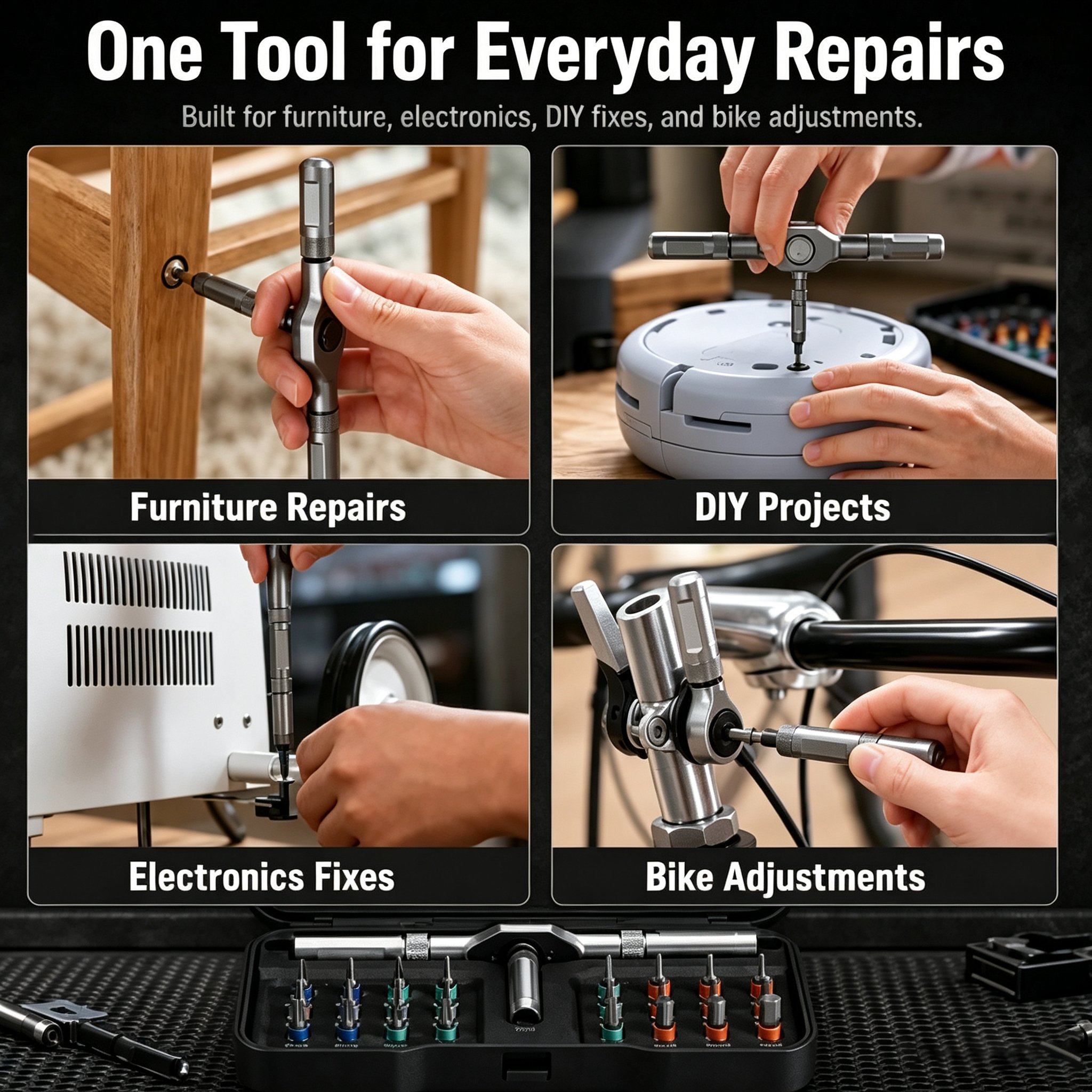 🛠️ 24-in-1 T-Handle Ratchet Screwdriver Set with S2 Bits