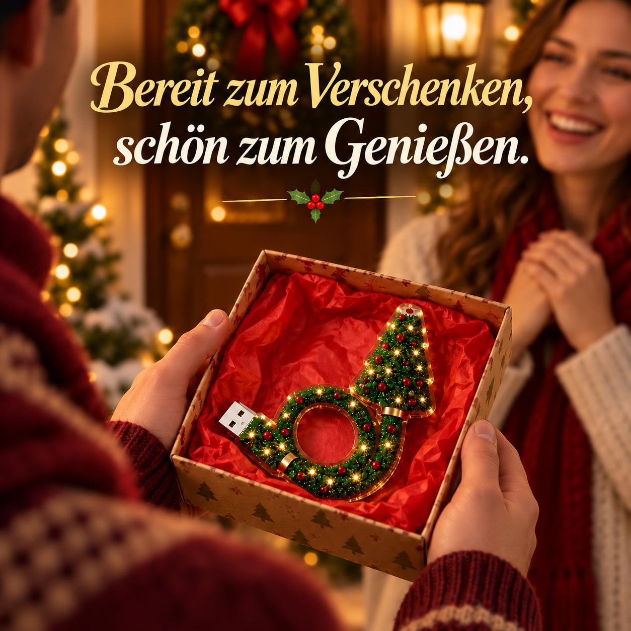 Produktansicht: USB-Weihnachtsbaum-Projektor für gemütliche Festabende