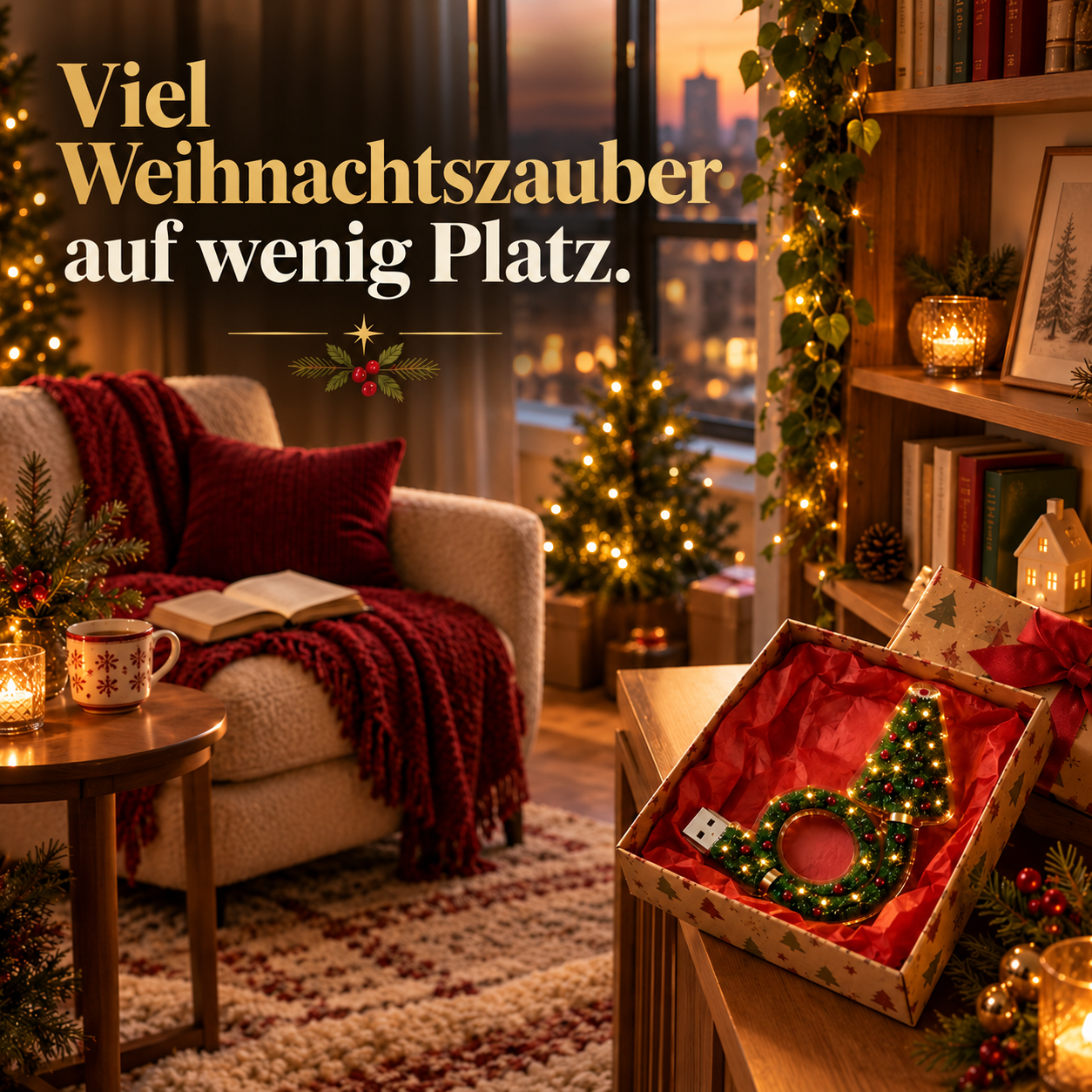 Produktansicht: USB-Weihnachtsbaum-Projektor für gemütliche Festabende