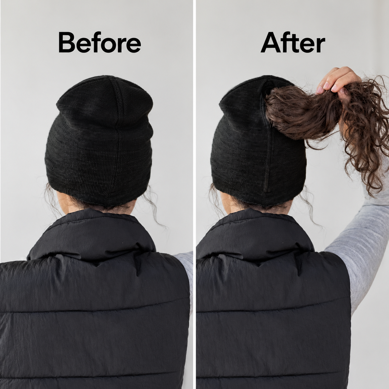 Produktansicht: Beanie mit Zopföffnung für angenehmen Komfort im Freien